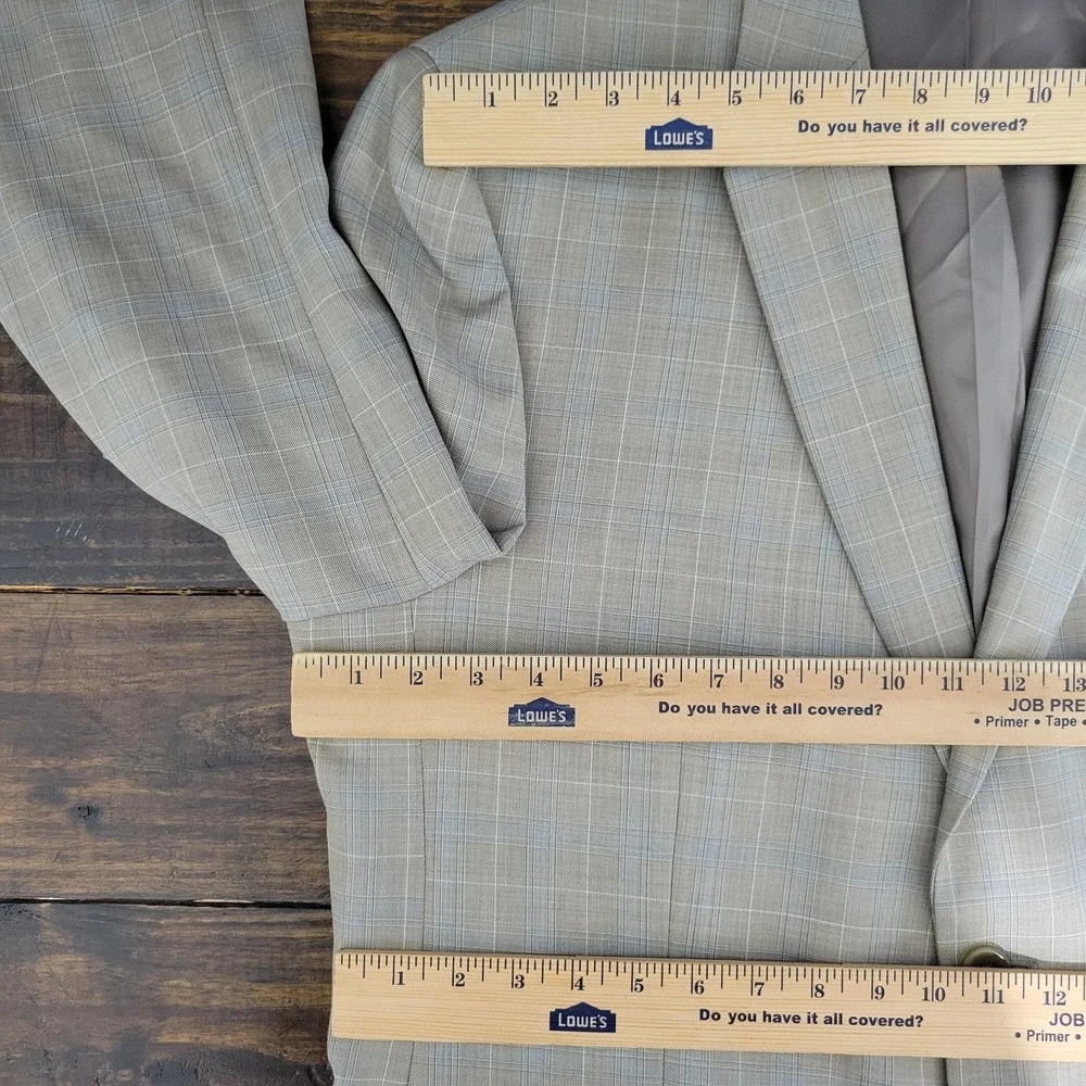 Pronto Uomo Platinum Men's Sport Coat Blazer Two Button Beige Plaid Size 46R‎